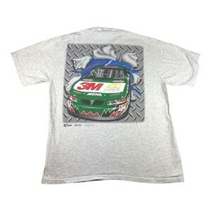 Vintage 2002 Joe Gibbs NASCAR Racing Driver Gray Color Graphic T Shirt Large
